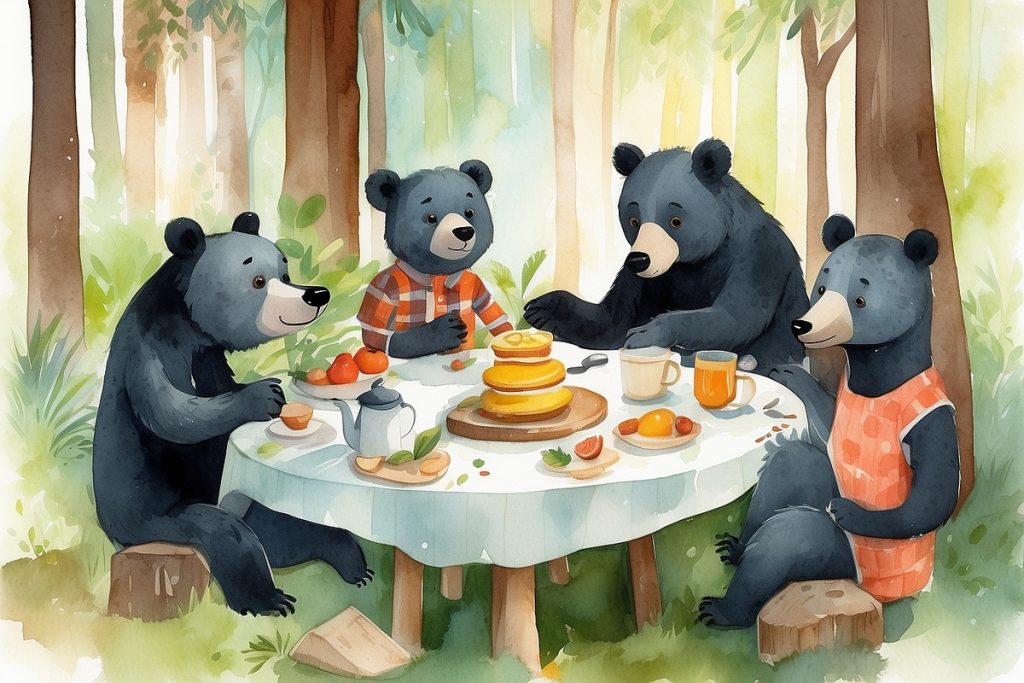 Bears eating breakfast image